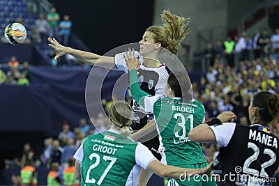 HANDBALL WOMEN EHF CHAMPIONS LEAGUE FINAL â€“ GYORI AUDI ETO KC vs. CSM BUCURESTI Editorial Stock Photo